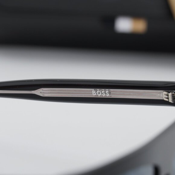 Hugo BOSS 1609/S 0807 MD Geometric Sunglasses - Black/Grey Blue Monogram main image 7